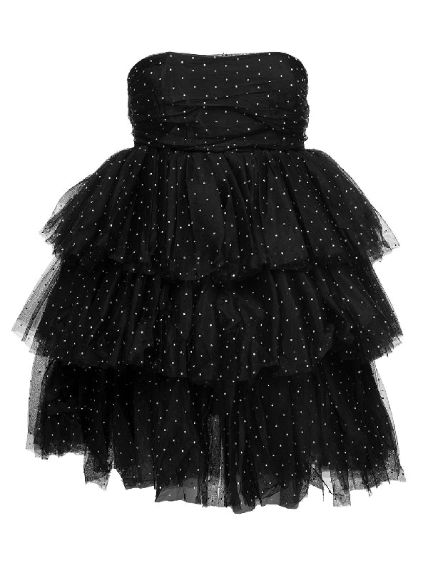 Tiered Tulle Dot Babydoll Mini Dress