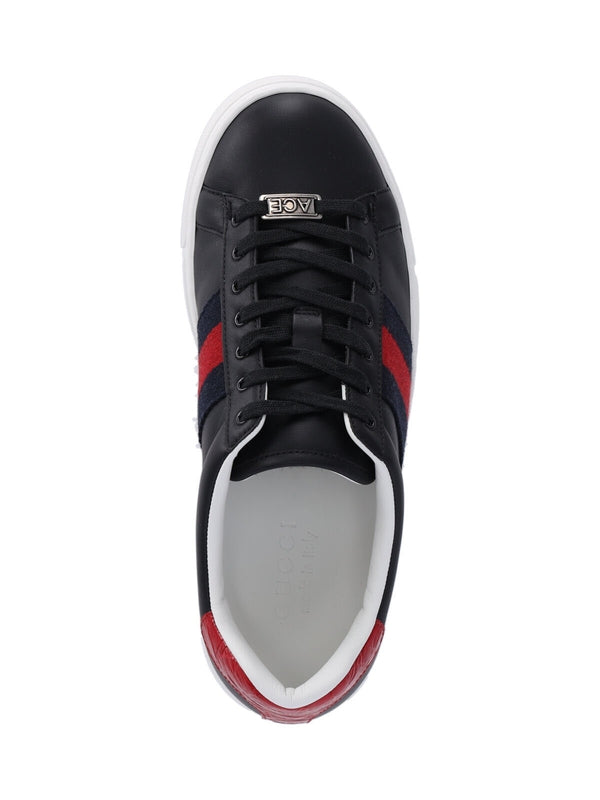 Ace Web Leather Low-Top Sneakers