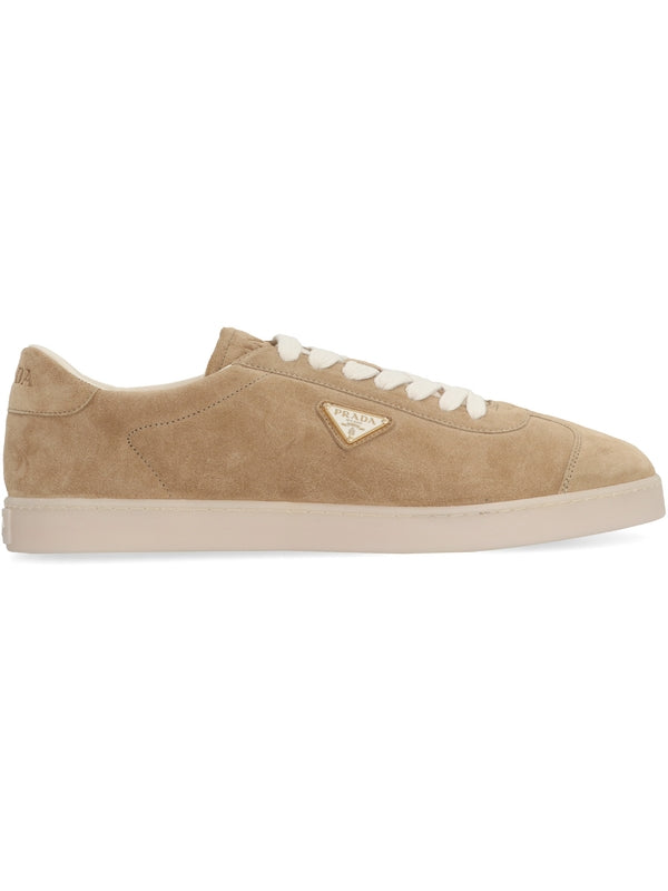 Triangular Logo Suede Sneakers