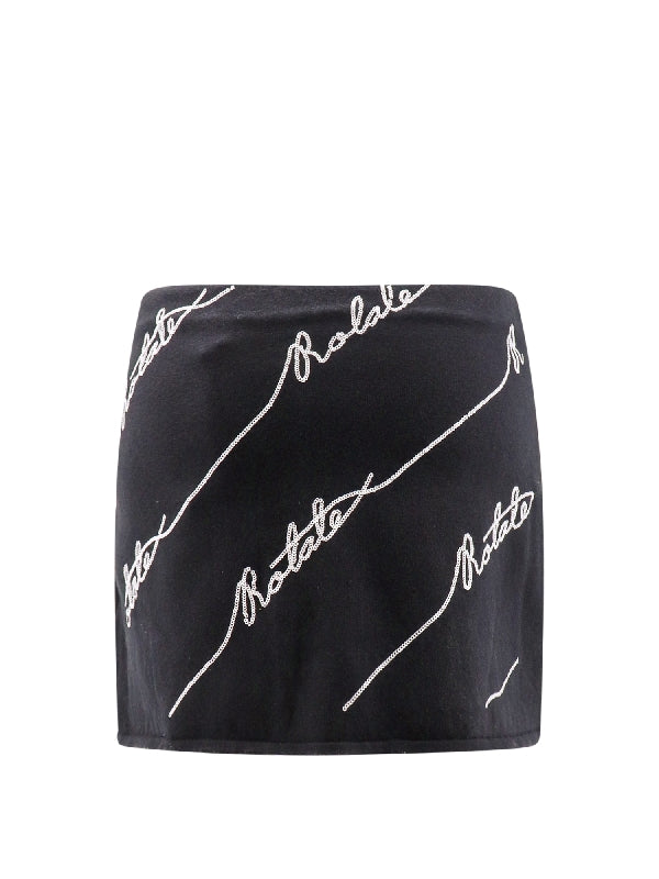 Allover Sequin Logo Slit Skirt