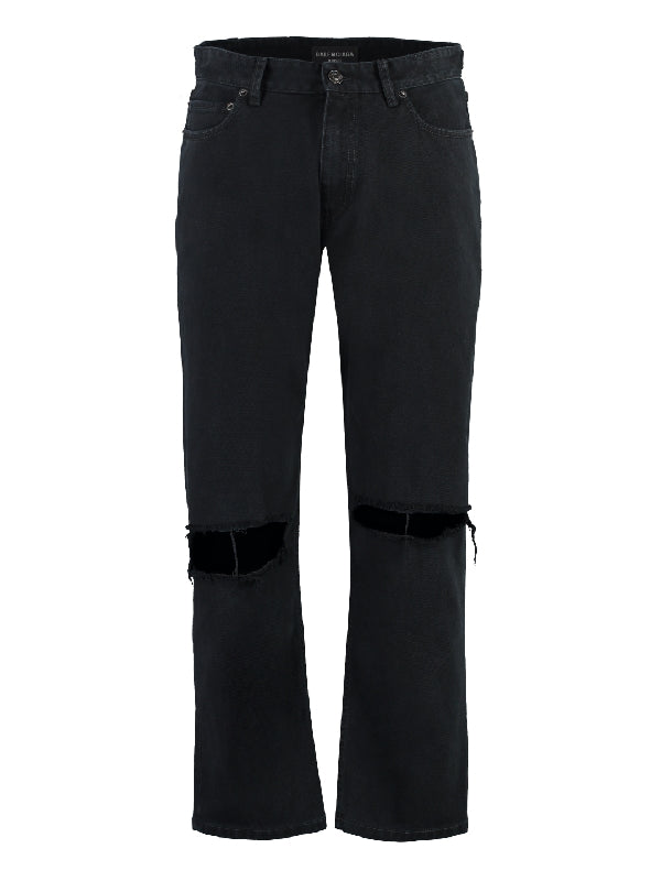 Tapered Fit Distressed Denim Pants