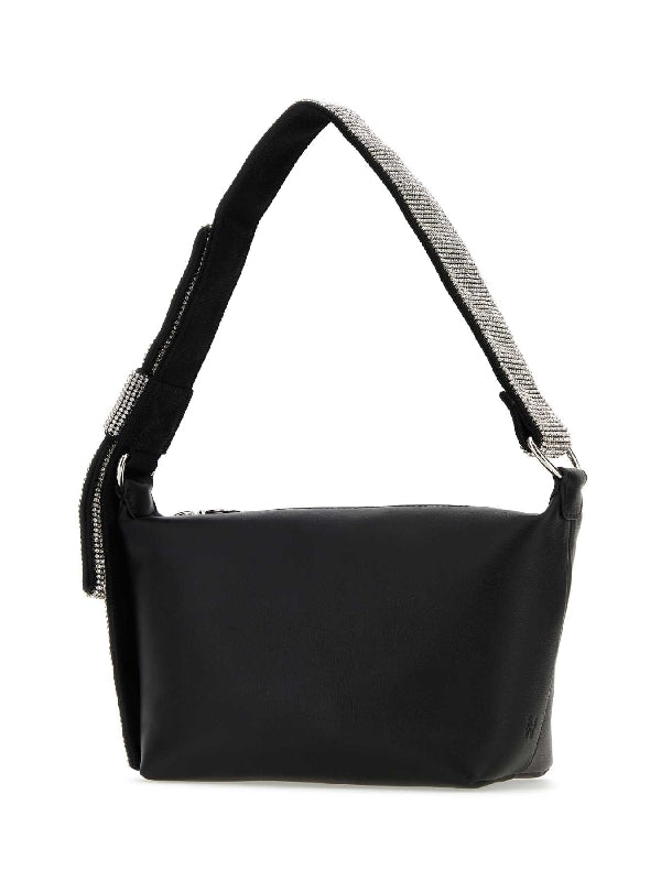 Crystal Strap Leather Shoulder Bag