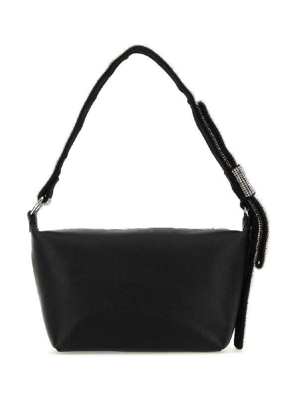 Crystal Strap Leather Shoulder Bag