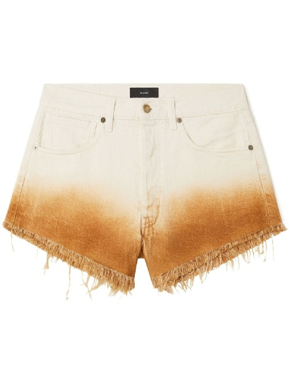 Gradient Fringe Denim Shorts