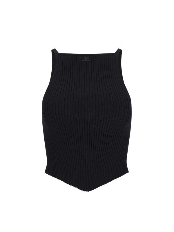 Courrèges - Logo Patch Rib Sleeveless Top - Jente