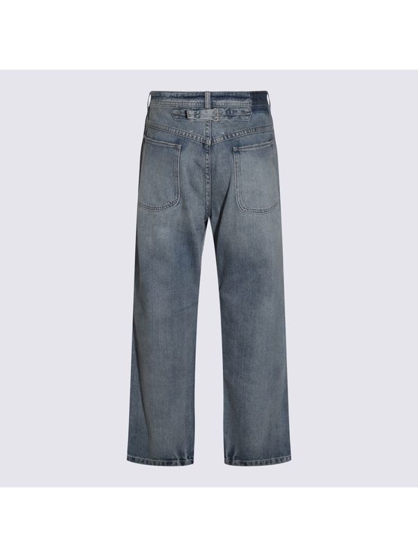 Back Stitch Cotton Denim Pants