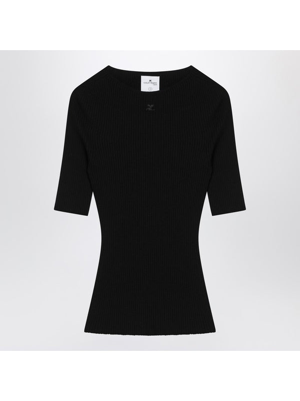 Ribbed Cotton Wool Short-Sleeve Knit