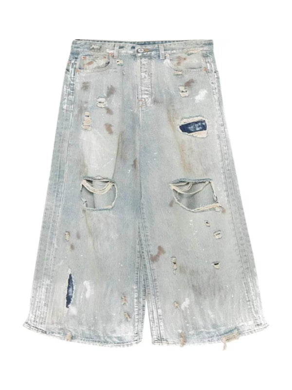 Dirty Washing
  Distressed Cotton Denim Pants