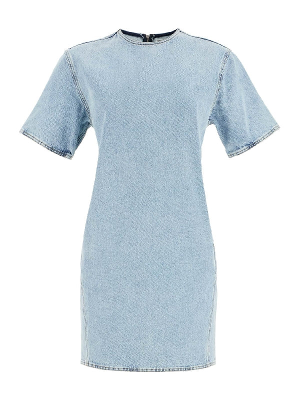 Back Zip Short Sleeve Denim Dress - Jente