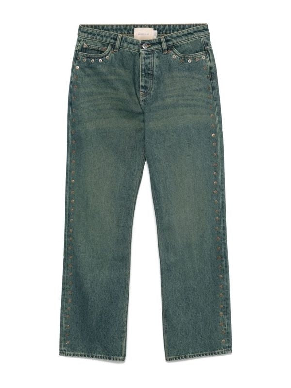 Crowd Button Stud Denim Pants