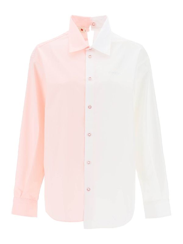 Bicolor Asymmetric Cotton Shirt