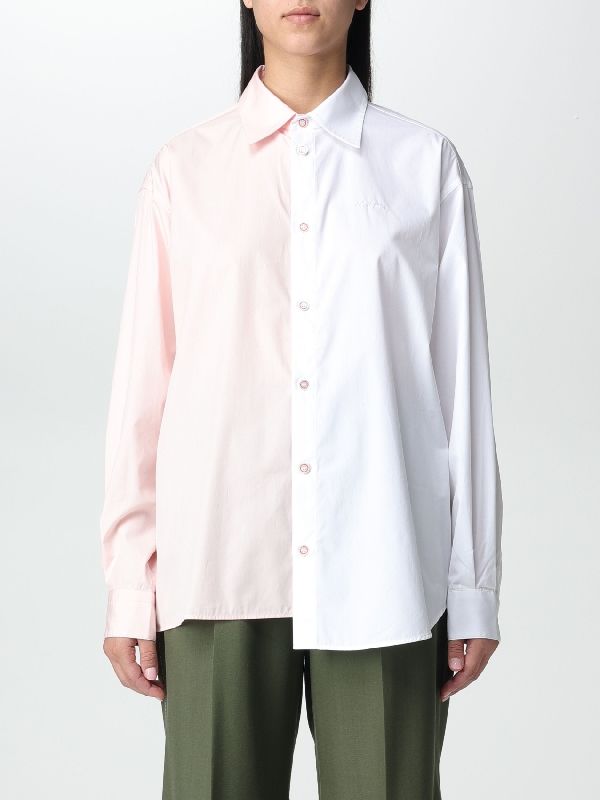 Bicolor Asymmetric Cotton Shirt