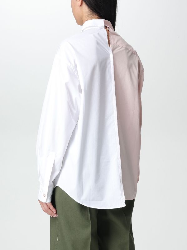 Bicolor Asymmetric Cotton Shirt