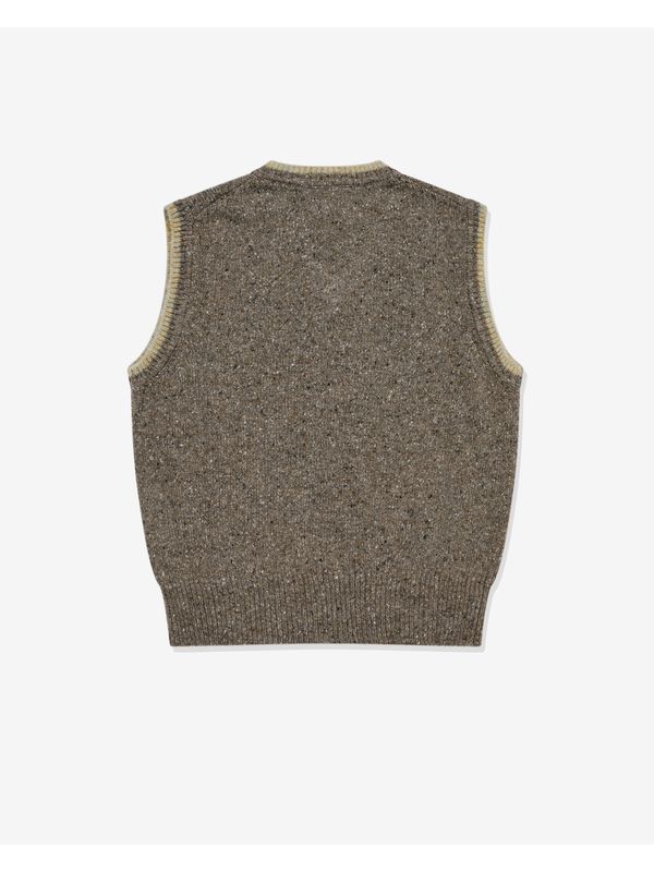 Logo Jacquard V-Neck Wool Knit Vest