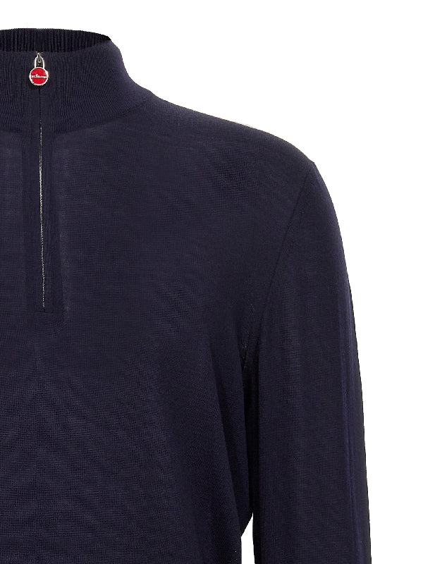 14 Micron Half Zip Wool Knit