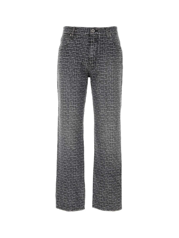 Allover Monogram Jacquard Denim Pants