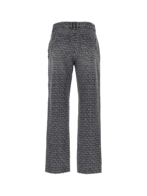 Allover Monogram Jacquard Denim Pants