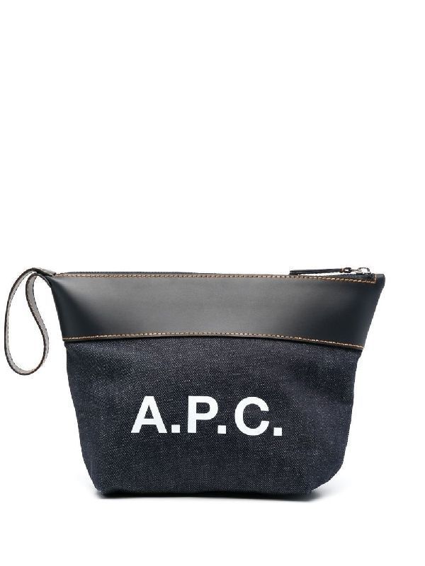 Axel Logo Denim Leather Pouch Bag