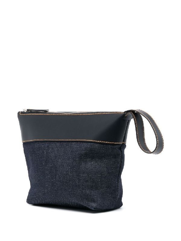 Axel Logo Denim Leather Pouch Bag