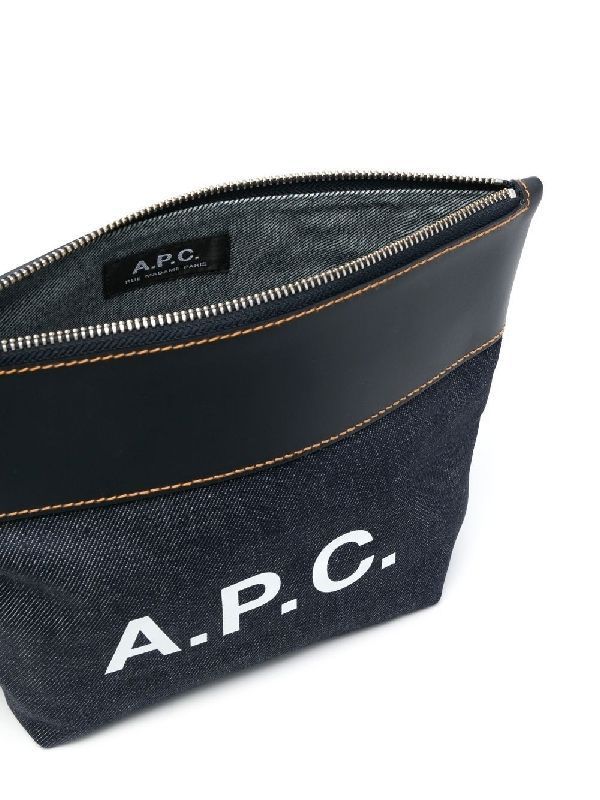 Axel Logo Denim Leather Pouch Bag