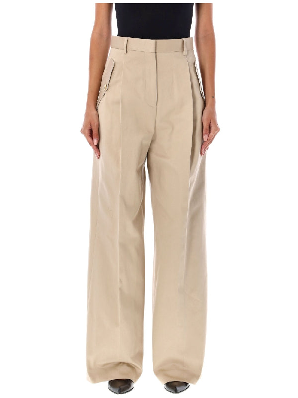 Wide Cotton Tailored Pants