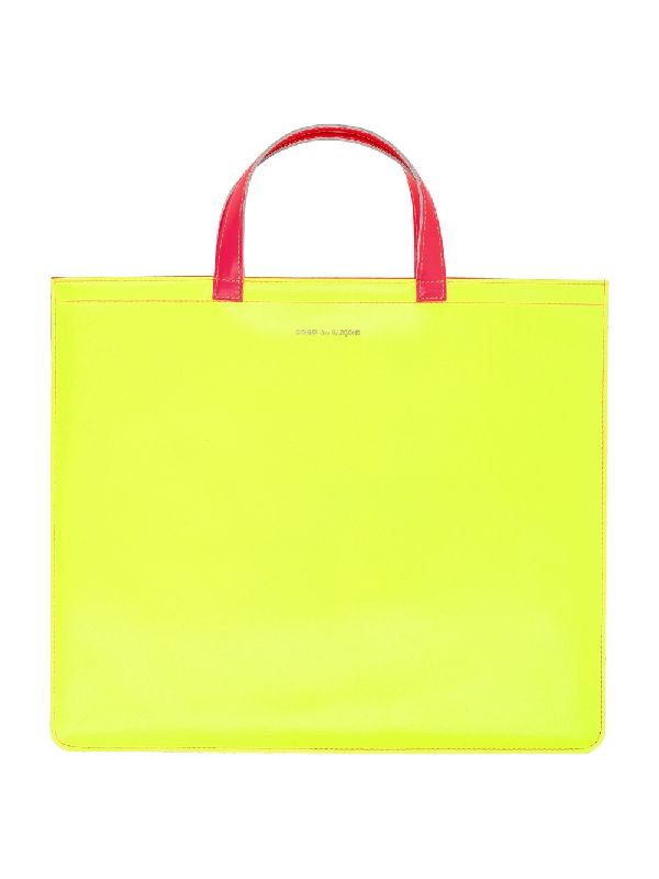 Color Block Goat Skin Tote Bag