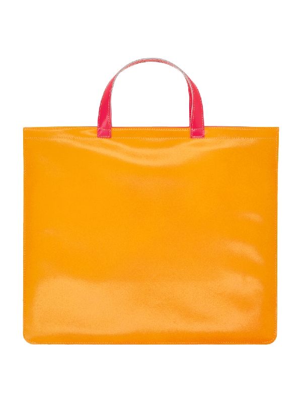 Color Block Goat Skin Tote Bag