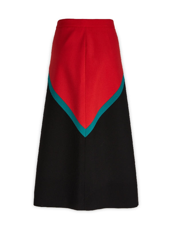 Colorblock Zipper Wool Skirt