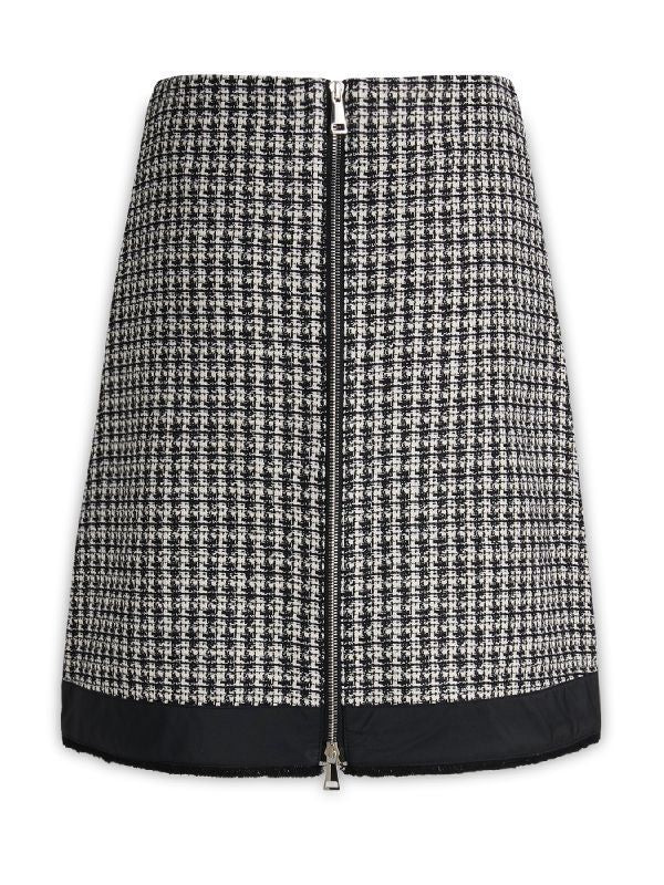 Zipper Detail Tweed Midi Skirt