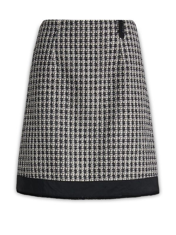 Zipper Detail Tweed Midi Skirt