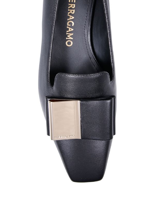 Double Bow Square Toe Napa Leather
  Loafers