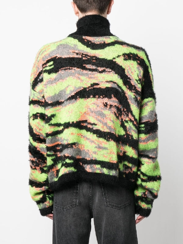 Tiger Jacquard Half-Zip Knit