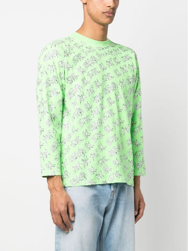 All-Over Logo Print Long-Sleeve Top