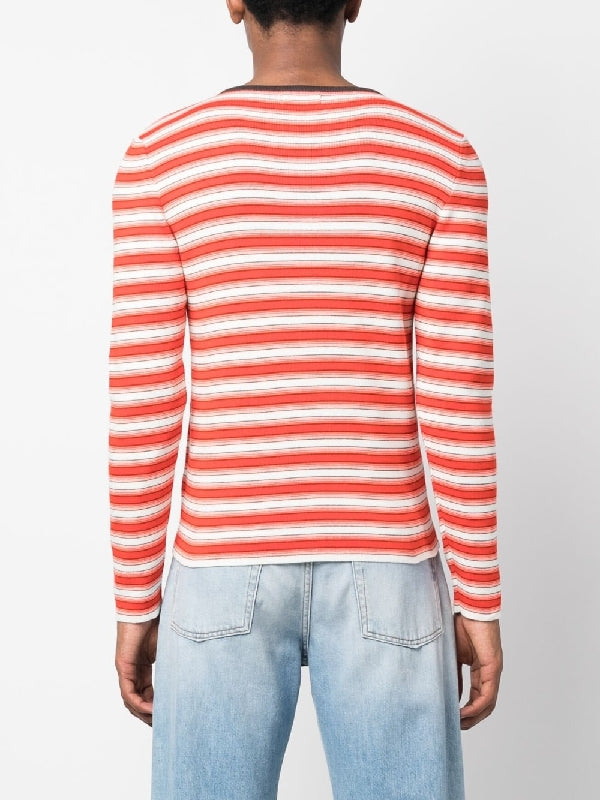 Logo Embroidery Stripe Knit