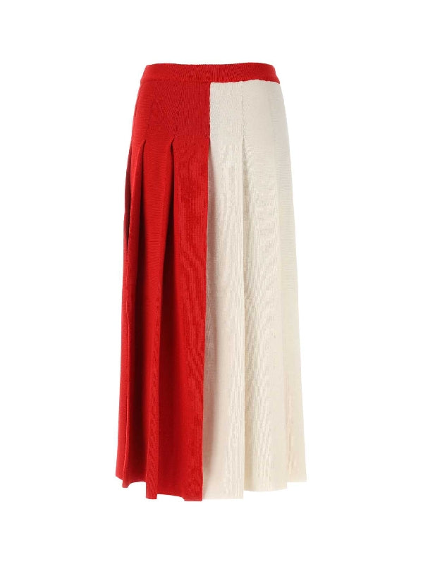 Bicolor Pleats Wool Skirt