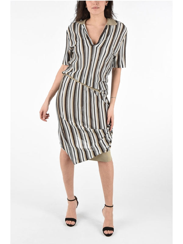 Asymmetric Stripe V-Neck Dress