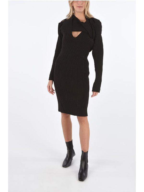 Asymmetric Cutout Rib Dress