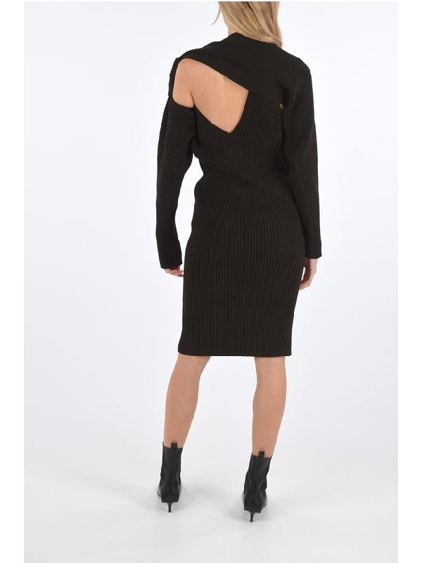 Asymmetric Cutout Rib Dress