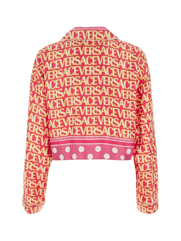 Allover Logo Silk Crop Shirt