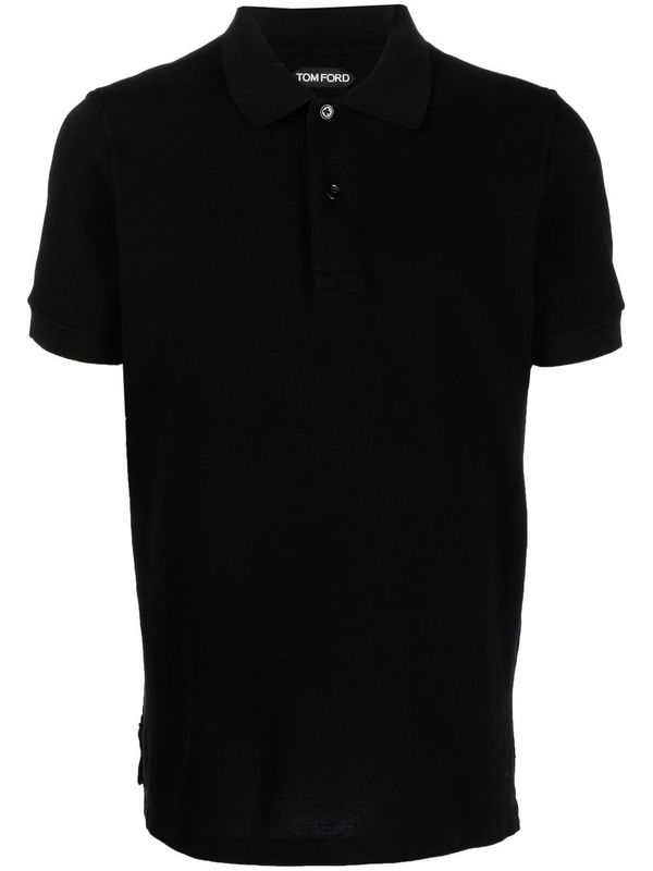 Black Cotton Polo Shirt - Jente