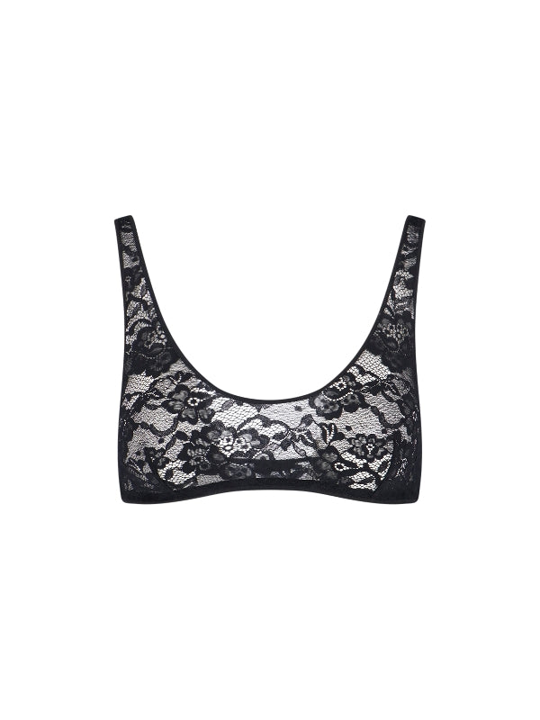 Flower Lace Trim Bra Top