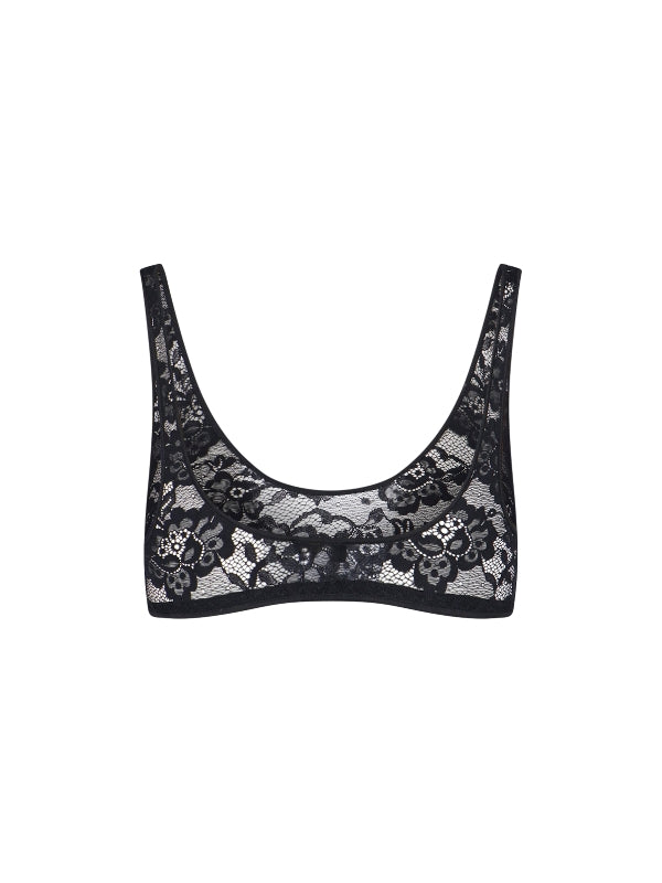 Flower Lace Trim Bra Top