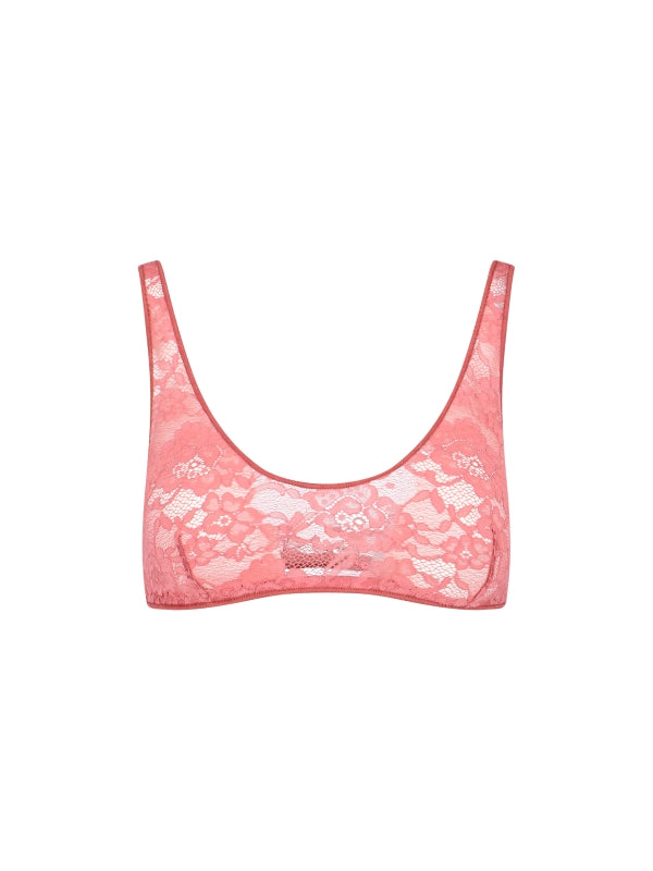 Flower Lace Trim Bra Top