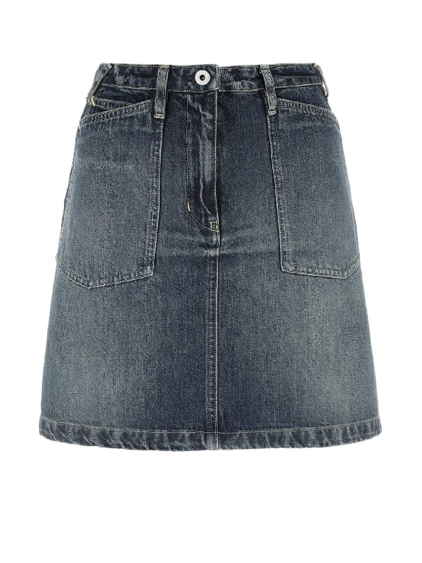 Back Logo Pocket Denim Skirt