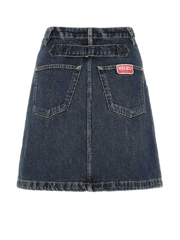 Back Logo Pocket Denim Skirt