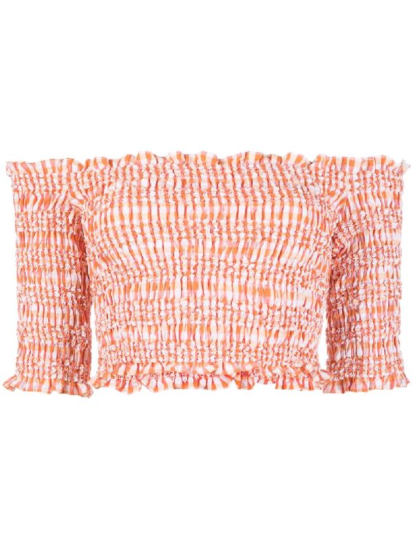 Off-Shoulder Gingham Check
  Blouse