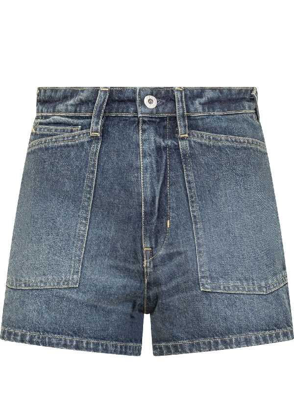 Washed Denim Shorts