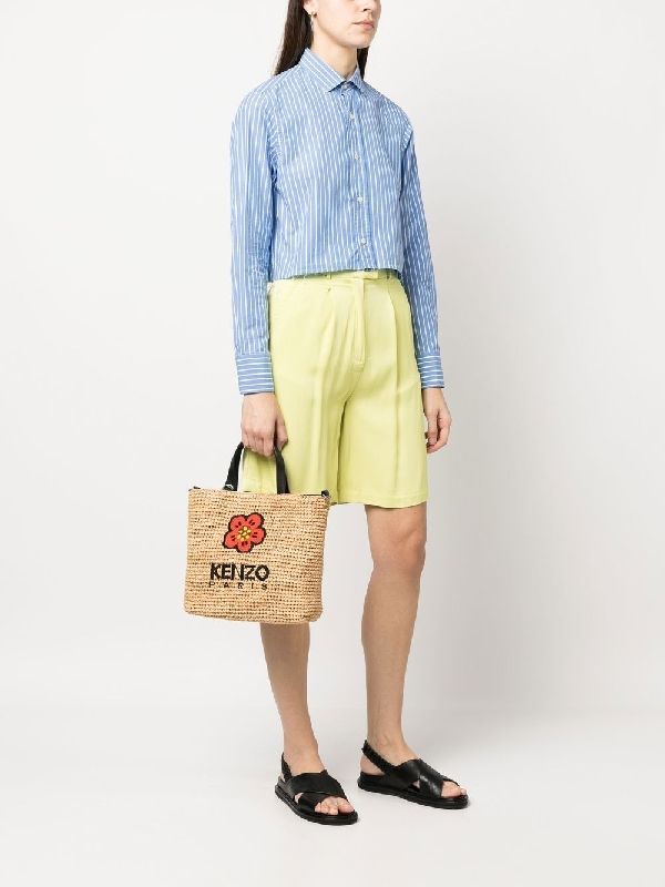 Bokeh Flower Raffia Small Tote
  Bag