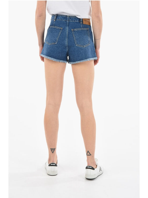 Back Logo Patch Denim Shorts