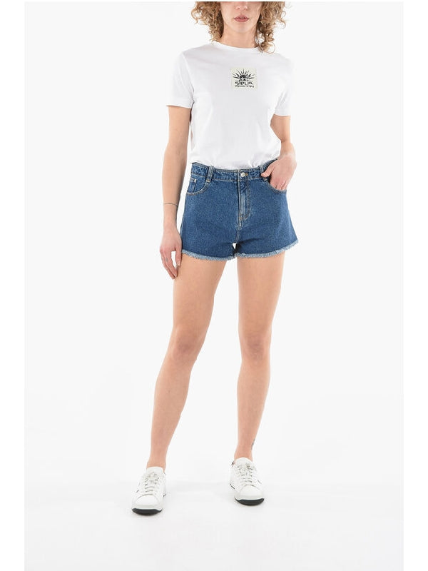 Back Logo Patch Denim Shorts